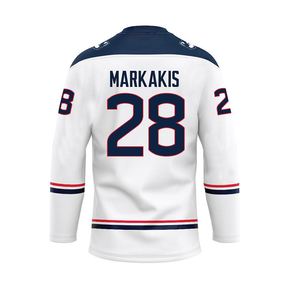 UConn - NCAA Women's Ice Hockey : Ellie Markakis - White Hockey Jersey-1