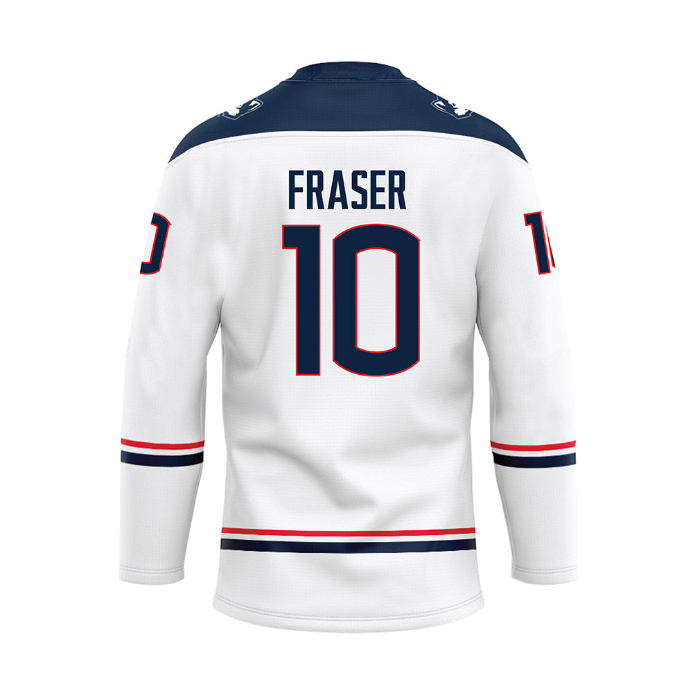 UConn - NCAA Men's Ice Hockey : Tristan Fraser - White Hockey Jersey