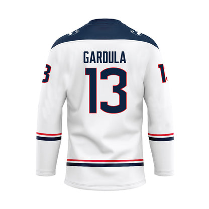 UConn - NCAA Men's Ice Hockey : Ethan Gardula - White Hockey Jersey-1
