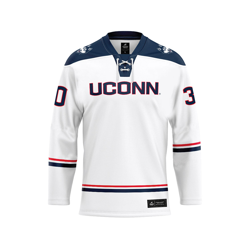 UConn - NCAA Men's Ice Hockey : Tyler Muszelik - White Hockey Jersey