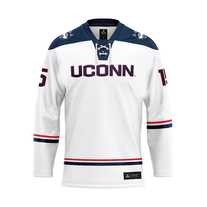 UConn - NCAA Men's Ice Hockey : Thomas Messineo - White Hockey Jersey