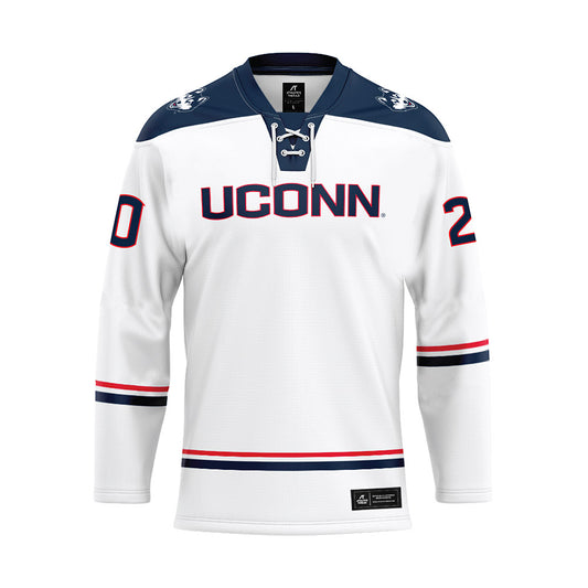 UConn - NCAA Men's Ice Hockey : Kaden Shahan - White Hockey Jersey-0