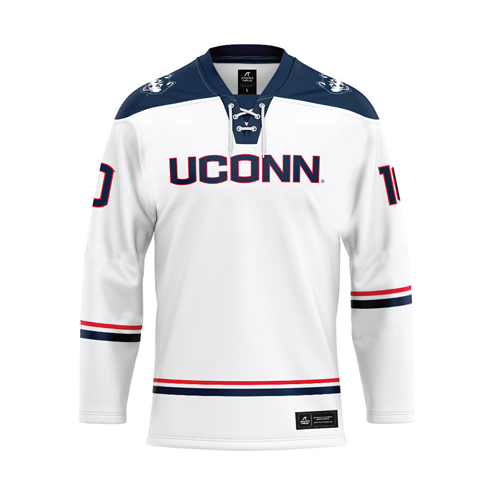 UConn - NCAA Men's Ice Hockey : Tristan Fraser - White Hockey Jersey