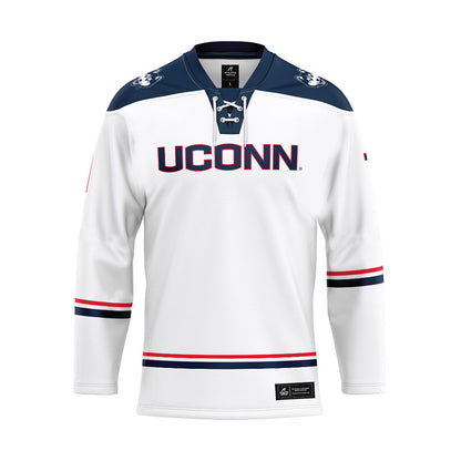 UConn - NCAA Men's Ice Hockey : Kam Hendrickson - White Hockey Jersey-0