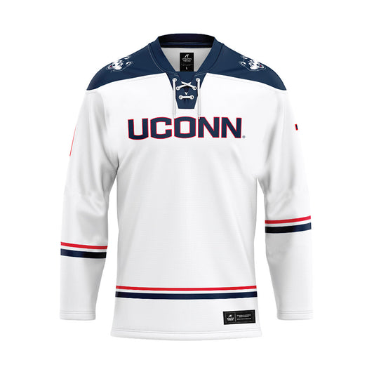 UConn - NCAA Men's Ice Hockey : Kam Hendrickson - White Hockey Jersey-0