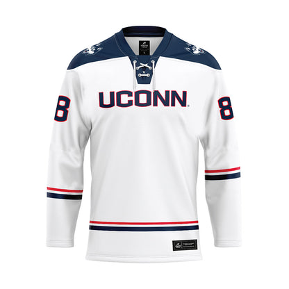 UConn - NCAA Women's Ice Hockey : Tia Chan - White Hockey Jersey