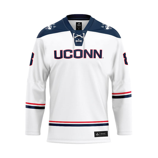 UConn - NCAA Women's Ice Hockey : Julia Pellerin - White Hockey Jersey-0