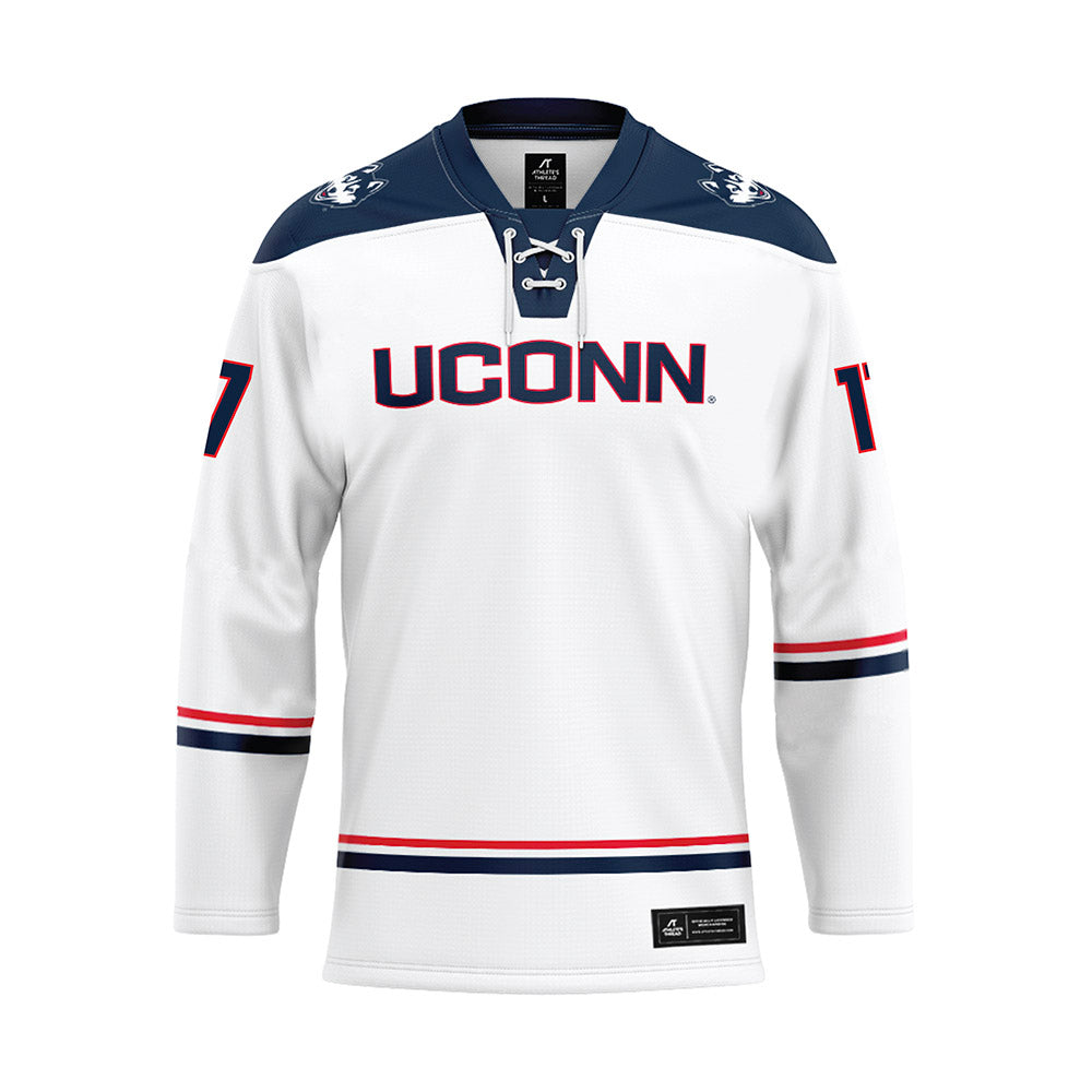 UConn - NCAA Men's Ice Hockey : Jake Percival - White Hockey Jersey