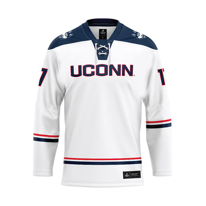 UConn - NCAA Men's Ice Hockey : Jake Percival - White Hockey Jersey