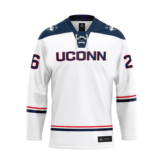 UConn - NCAA Women's Ice Hockey : Leila Ricciuti - White Hockey Jersey-0