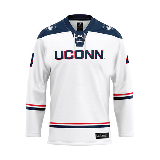 UConn - NCAA Women's Ice Hockey : Teagan Vaughan - White Hockey Jersey-0