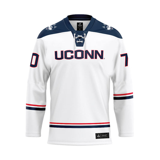 UConn - NCAA Women's Ice Hockey : Taylor Belchetz - White Hockey Jersey-0