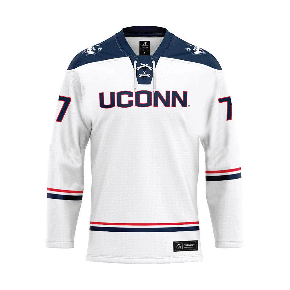 UConn - NCAA Women's Ice Hockey : Sadie Hotles - White Hockey Jersey-0