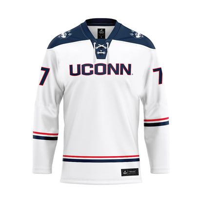 UConn - NCAA Women's Ice Hockey : Sadie Hotles - White Hockey Jersey-0