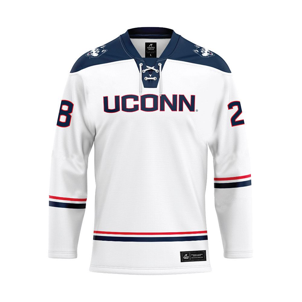 UConn - NCAA Women's Ice Hockey : Ellie Markakis - White Hockey Jersey-0