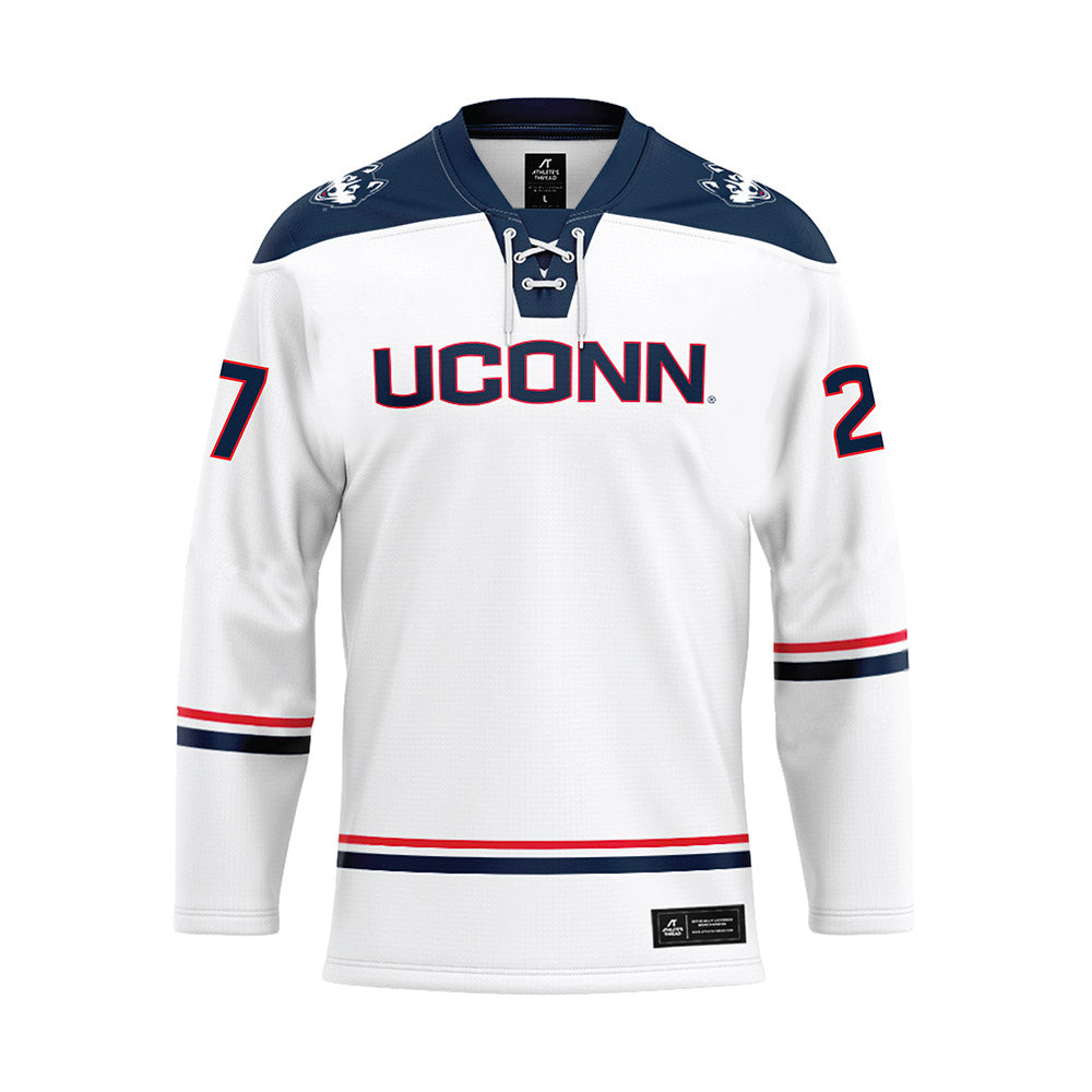 UConn - NCAA Men's Ice Hockey : Harrison Rees - White Hockey Jersey