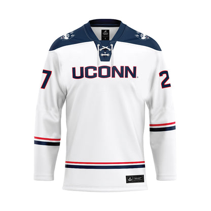 UConn - NCAA Women's Ice Hockey : Taylor Porthan - White Hockey Jersey-0