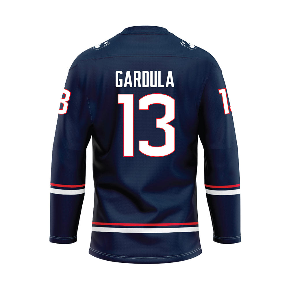 UConn - NCAA Men's Ice Hockey : Ethan Gardula - Navy Hockey Jersey-1