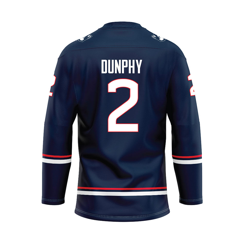 UConn - NCAA Men's Ice Hockey : Brendan Dunphy - Navy Hockey Jersey-1