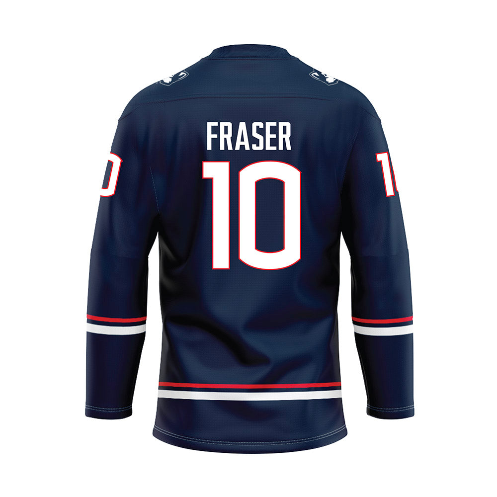 UConn - NCAA Men's Ice Hockey : Tristan Fraser - Navy Hockey Jersey