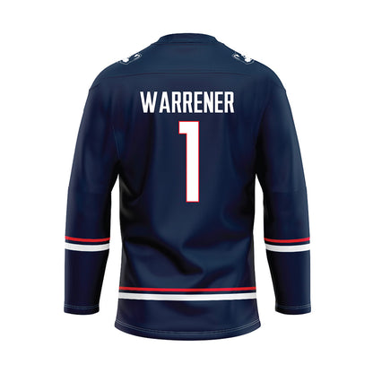 UConn - NCAA Women's Ice Hockey : Megan Warrener - Navy Hockey Jersey