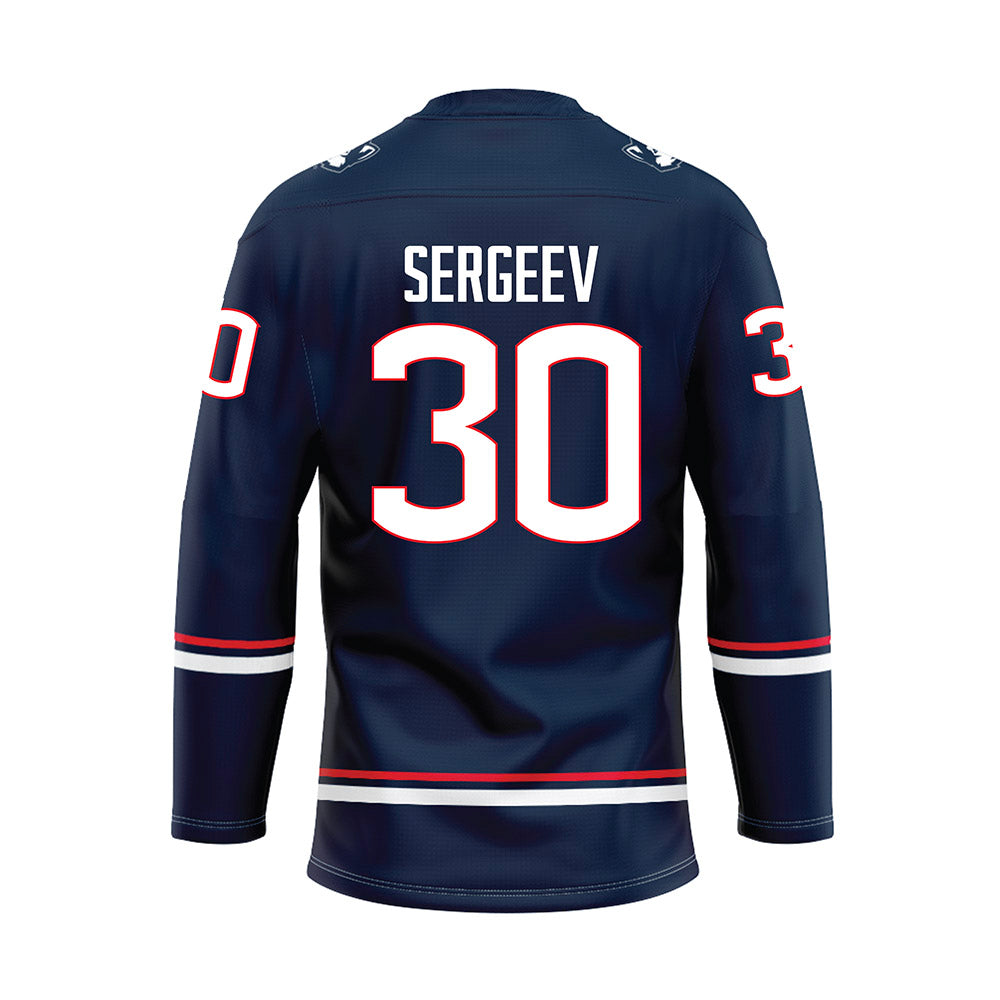 UConn - NCAA Men's Ice Hockey : Arsenii Sergeev - Navy Hockey Jersey