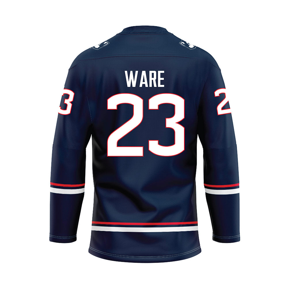 UConn - NCAA Women's Ice Hockey : Brianna Ware - Navy Hockey Jersey