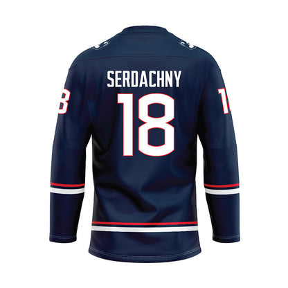 UConn - NCAA Women's Ice Hockey : Maya Serdachny - Navy Hockey Jersey