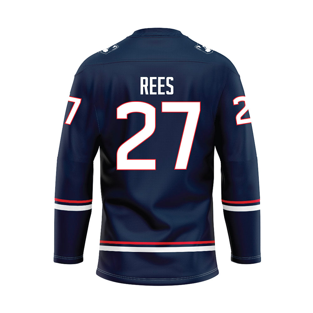 UConn - NCAA Men's Ice Hockey : Harrison Rees - Navy Hockey Jersey