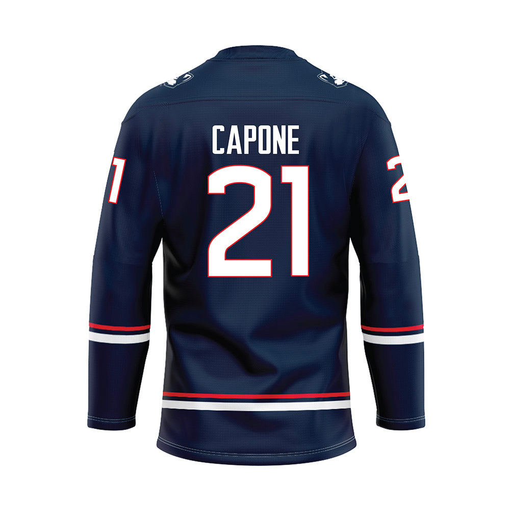 UConn - NCAA Men's Ice Hockey : Nick Capone - Navy Hockey Jersey