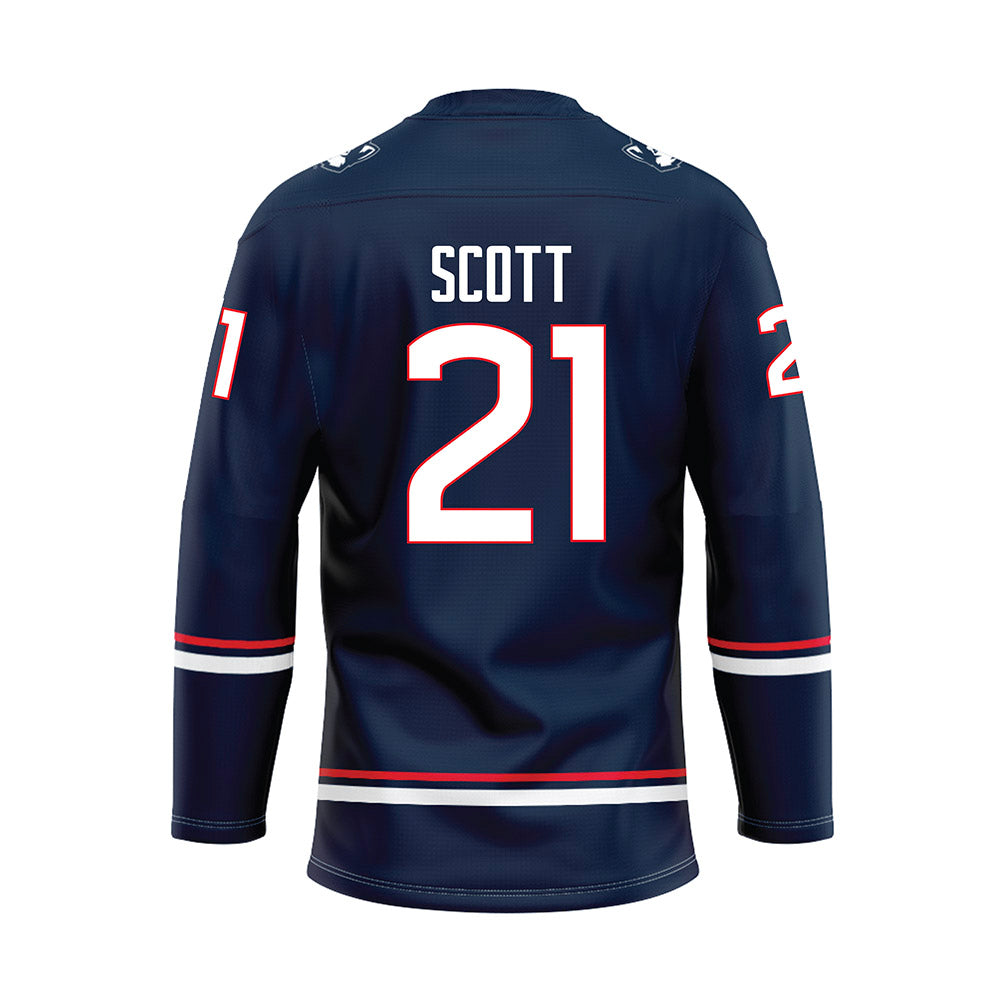 UConn - NCAA Men's Ice Hockey : Trey Scott - Navy Hockey Jersey