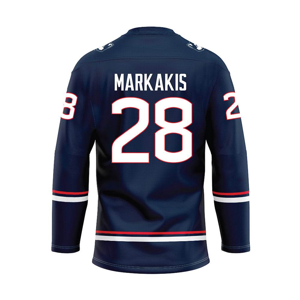UConn - NCAA Women's Ice Hockey : Ellie Markakis - Navy Hockey Jersey-1