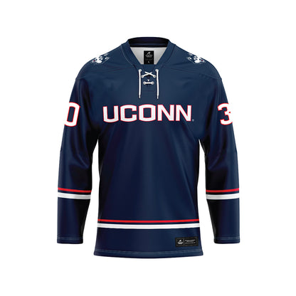 UConn - NCAA Men's Ice Hockey : Tyler Muszelik - Navy Hockey Jersey