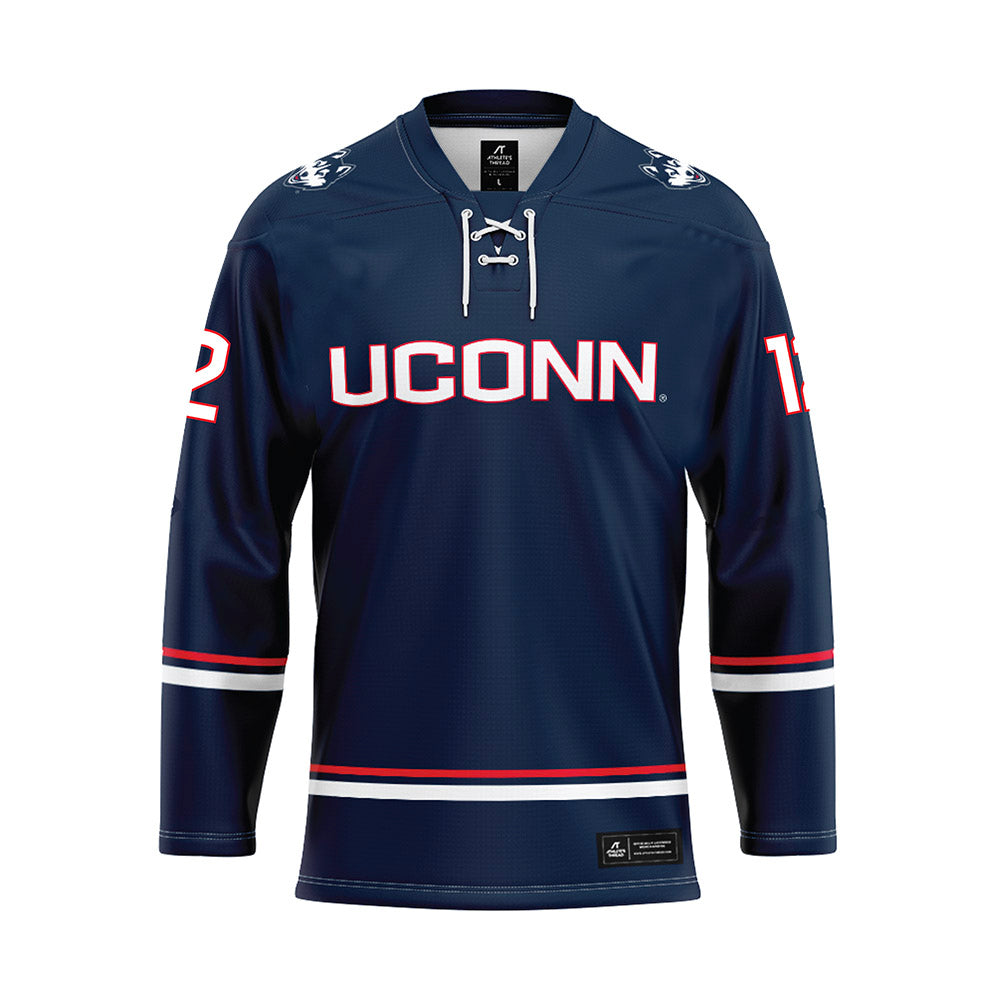 UConn - NCAA Men's Ice Hockey : Oliver Flynn - Navy Hockey Jersey