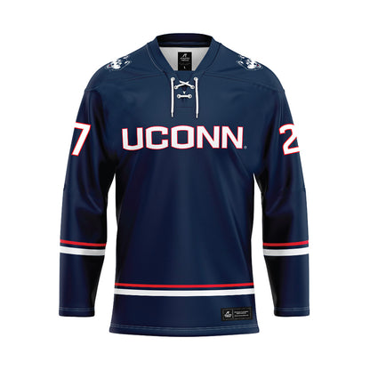 UConn - NCAA Women's Ice Hockey : Taylor Porthan - Navy Hockey Jersey-0