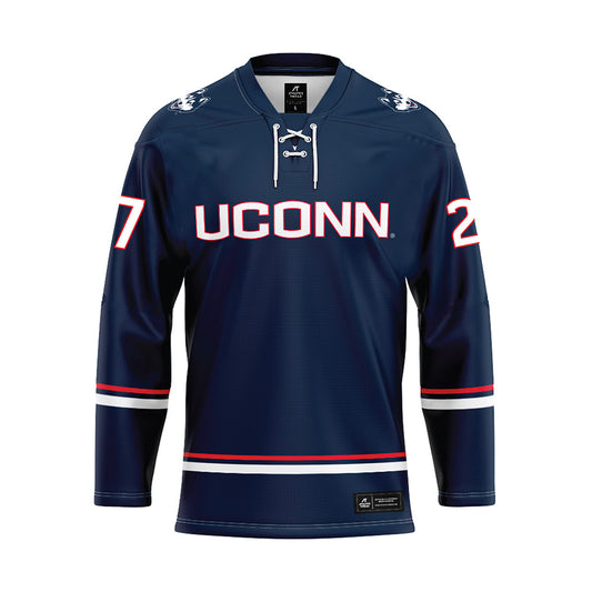 UConn - NCAA Women's Ice Hockey : Taylor Porthan - Navy Hockey Jersey-0