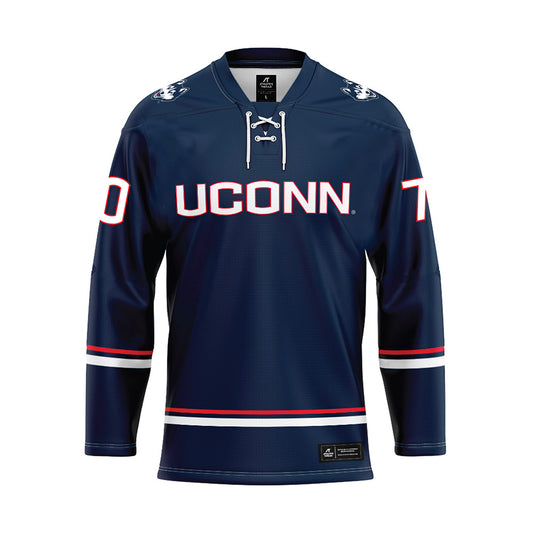 UConn - NCAA Women's Ice Hockey : Taylor Belchetz - Navy Hockey Jersey-0