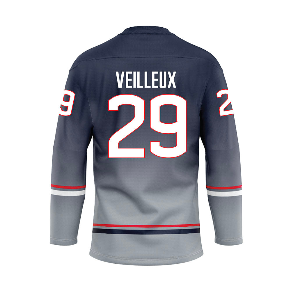 UConn - NCAA Men's Ice Hockey : Jake Veilleux - Grey Hockey Jersey