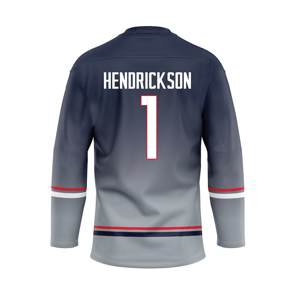 UConn - NCAA Men's Ice Hockey : Kam Hendrickson - Grey Hockey Jersey-1