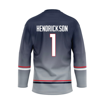 UConn - NCAA Men's Ice Hockey : Kam Hendrickson - Grey Hockey Jersey-1