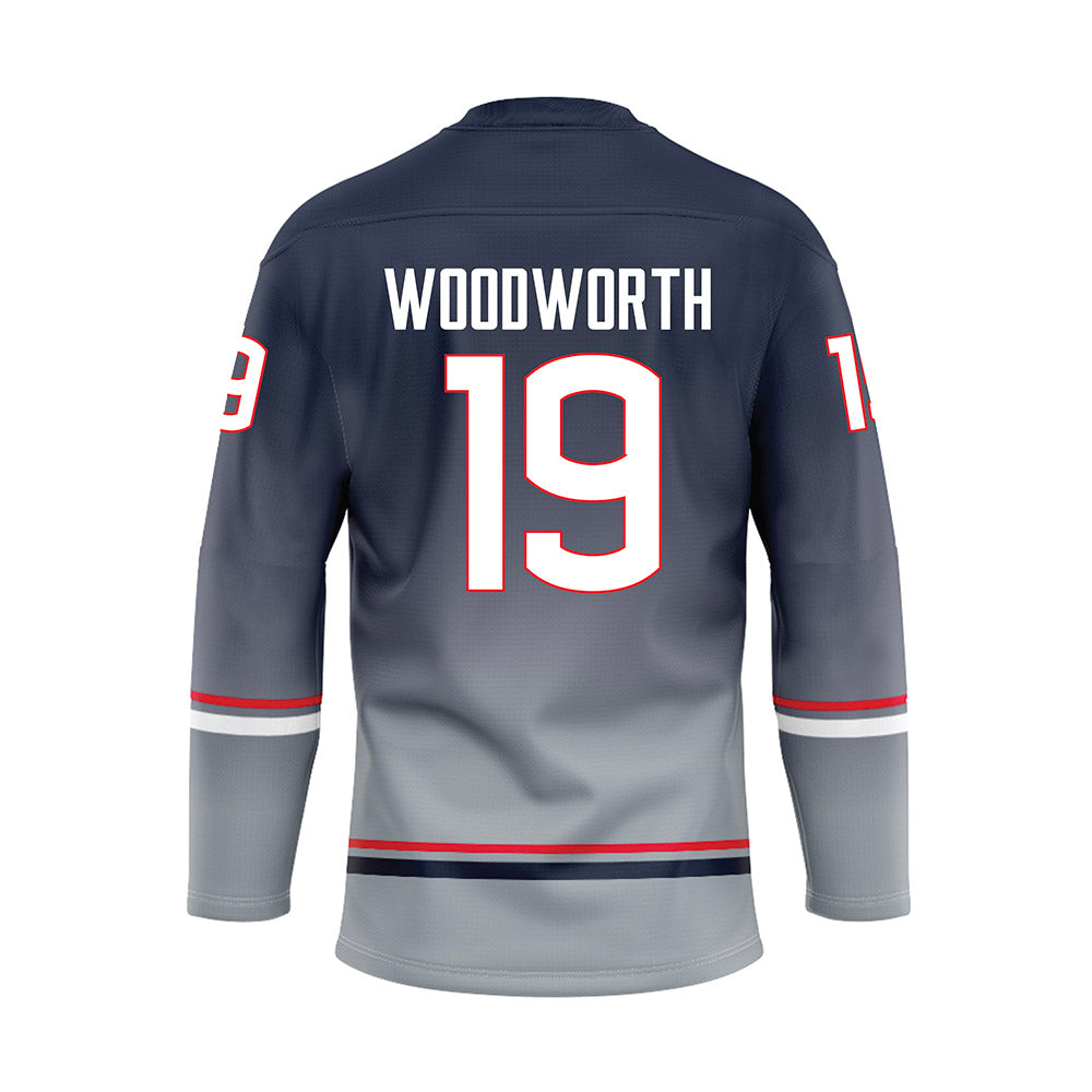 UConn - NCAA Women's Ice Hockey : Megan Woodworth - Grey Hockey Jersey