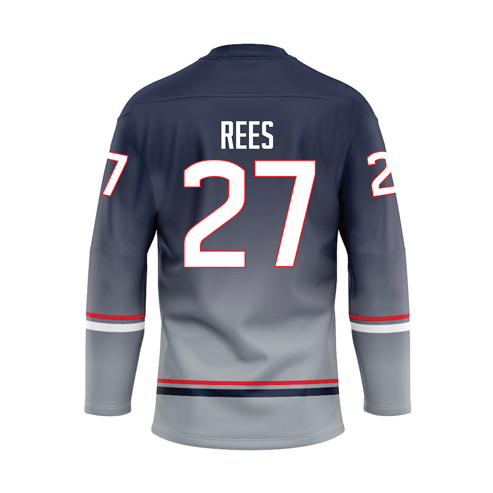 UConn - NCAA Men's Ice Hockey : Harrison Rees - Grey Hockey Jersey