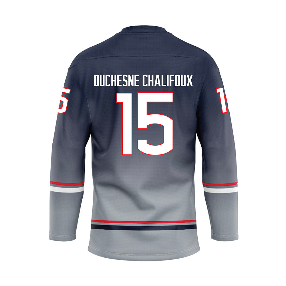 UConn - NCAA Women's Ice Hockey : Meghane Duchesne Chalifoux - Grey Hockey Jersey