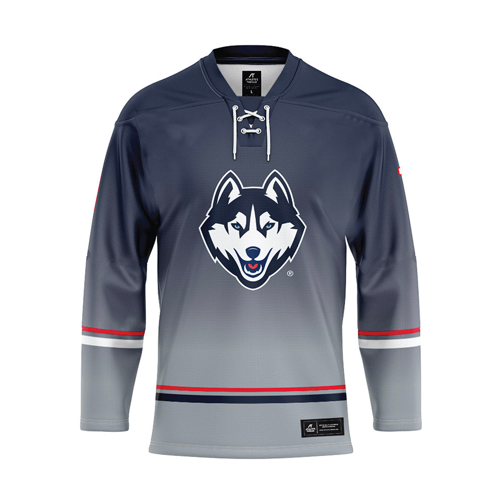 UConn - NCAA Men's Ice Hockey : Kam Hendrickson - Grey Hockey Jersey-0