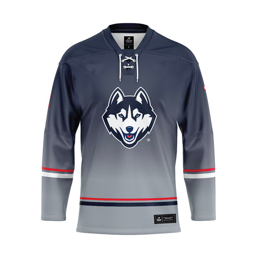 UConn - NCAA Men's Ice Hockey : Kam Hendrickson - Grey Hockey Jersey-0