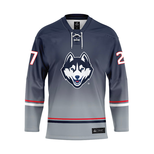 UConn - NCAA Women's Ice Hockey : Taylor Porthan - Grey Hockey Jersey-0