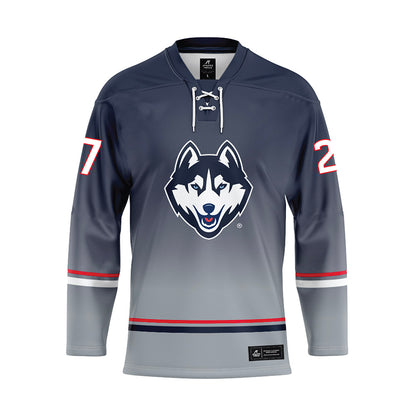 UConn - NCAA Men's Ice Hockey : Harrison Rees - Grey Hockey Jersey