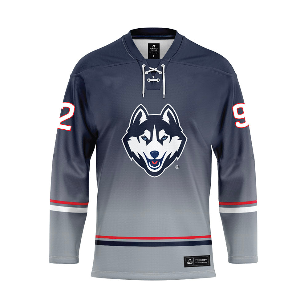 UConn - NCAA Women's Ice Hockey : Ashley Allard - Grey Hockey Jersey