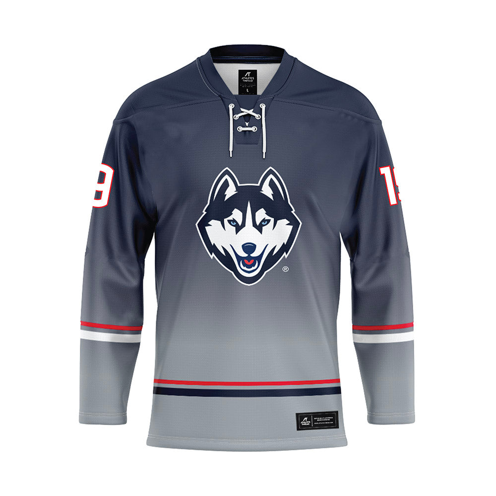 UConn - NCAA Women's Ice Hockey : Megan Woodworth - Grey Hockey Jersey