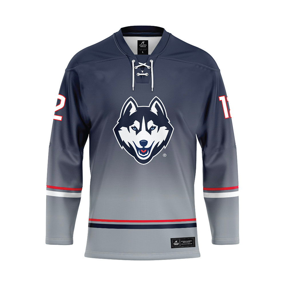 UConn - NCAA Men's Ice Hockey : Oliver Flynn - Grey Hockey Jersey